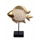 Décoration Mer Résine : Poisson Exotique doré sur Socle, L 28 cm