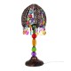 Lampe Baroque Ethnique, Multicolore, Abat jour Métal et Verre, H 52 cm