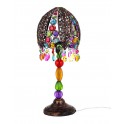 Lampe Baroque Ethnique, Multicolore, Abat jour Métal et Verre, H 45 cm