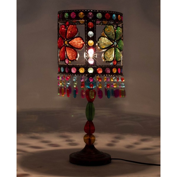 Lampe en verre ethnique multicolore