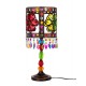 Lampe Baroque Ethnique, Multicolore, Abat jour Métal et Verre, H 45 cm