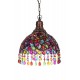 Lampe Baroque Ethnique, Multicolore, Abat jour Métal et Verre, H 45 cm