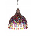 Lampe Baroque Ethnique, Multicolore, Abat jour Métal et Verre, H 45 cm