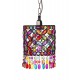 Lampe Baroque Ethnique, Multicolore, Abat jour Métal et Verre, H 45 cm