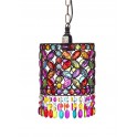 Lampe Baroque Ethnique, Multicolore, Abat jour Métal et Verre, H 45 cm