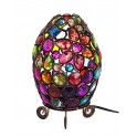 Lampe Baroque Ethnique, Multicolore, Abat jour Métal et Verre, H 45 cm