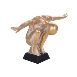 Statue Résine contemporaine Homme : Equilibre, Silver, L 50 cm