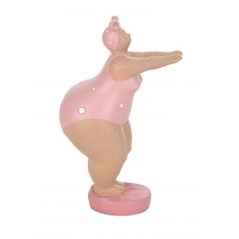 Figurine Baigneuse Ronde et Plongeon, Collection Pink Bath, H 21 cm