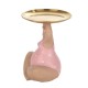 Figurine Baigneuse Ronde et Plateau doré, Collection Pink Bath, H 15 cm