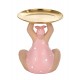 Figurine Baigneuse Ronde et Plateau doré, Collection Pink Bath, H 15 cm