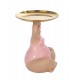 Figurine Baigneuse Ronde et Plateau doré, Collection Pink Bath, H 15 cm