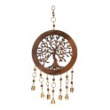 Suspension Arabesque : Arbre de vie cerclé avec cloches à tintement, H 75 cm