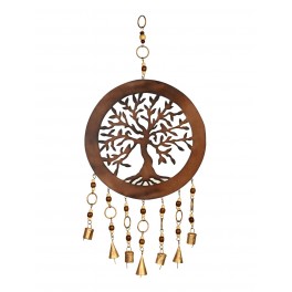 Suspension Arabesque : Arbre de vie cerclé avec cloches à tintement, H 75 cm