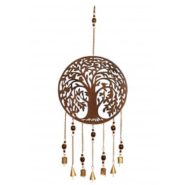 Suspension Arabesque : Arbre de vie cerclé avec cloches à tintement, H 75 cm