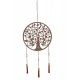 Suspension XL Arbre de vie Marron clair et Pompons orangés, H 105 cm