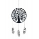 Suspension XL Arbre de vie Marron clair et Pompons orangés, H 105 cm