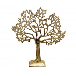 Sculpture Design Métal : L'Arbre de vie doré sur socle, H 43 cm