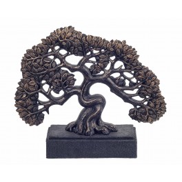 Sculpture Design Fer : Arbre de vie sur Socle, Noir, H 57 cm
