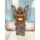 Statue Bouddha Rieur Chinois XL, Anthracite et Doré, H 51 cm