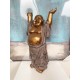 Statue Bouddha Rieur Chinois XL, Anthracite et Doré, H 51 cm