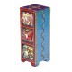 Boite compartiments : Epicier indien vertical 3 tiroirs, Bleu, H 21 cm