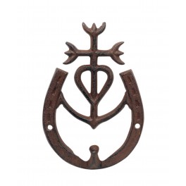 Déco fer forgé murale et Patère : Croix Camarguaise, H 19 cm