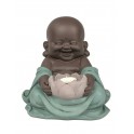 Figurine Bouddha et Bougeoir Fleur de Lotus, Collection Baby Zen, H 23 cm