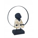 Grande Figurine Baby Zen : Bouddha Doré et Cercle de fer, H 40 cm
