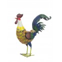 Le Grand Coq en métal au Panache Vert, H 55 cm