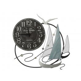 Déco murale Abstraite et Horloge, Marron, Ambré et Doré, L 100 cm