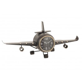Déco Industrielle Murale : Horloge Avion bimoteur, L 42 cm