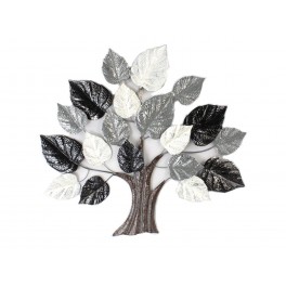 Décoration Murale Arbre de vie, Anthracite, Or et Blanc, H 92 cm