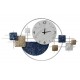 Déco murale Abstraite et Horloge, Blanc, Gris et Doré, L 108 cm