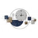 Déco murale Abstraite et Horloge, Blanc, Gris et Doré, L 108 cm