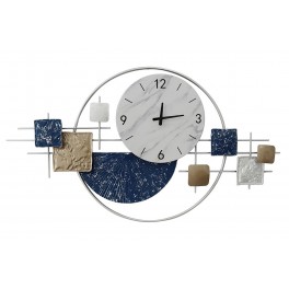 Déco murale Abstraite et Horloge, Blanc, Gris et Doré, L 108 cm