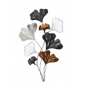 Décoration Métal : Feuilles de Gingko Biloba, Cuivre et Doré, H 66 cm