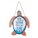 Déco Murale : Tortue Métal à Suspendre, La Vie et Le Surf, H 30 cm