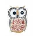 Figurine Hibou Coloré, Rouge Aspect Bois, H 12 cm