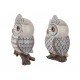 Set 2 Figurines Chouette et Hibou en résine, Collection LUDIK, H 12 cm