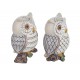 Set 2 Figurines Chouette et Hibou en résine, Collection LUDIK, H 12 cm