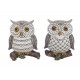 Set 2 Figurines Chouette et Hibou en résine, Collection LUDIK, H 12 cm