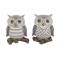 Set 2 Figurines Chouette et Hibou en résine, Collection LUDIK, H 12 cm