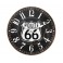 Horloge Bois MDF Vintage : Route 66, Noir et Blanc, Diam 34 cm