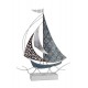 Statuette Voilier Fer : Le Voilier, Bleu, Anthracite et Argent, H 47 cm