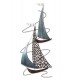 Déco Murale Bateaux : Régate 3 Bateaux & 2 mouettes, Blue & Silver, L 55 cm