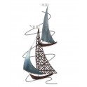 Déco Murale Bateaux : Régate 2 Voiliers, Bleu et Anthracite, H 70 cm