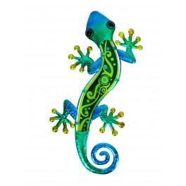 Gecko Mural Vert, Métal et Verre, Modèle JUNGLE GREEN, H 37,5 cm