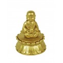 Figurine & Bougeoir Bouddha Doré, Fleur de lotus, L 14 cm