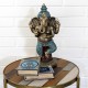 Grande Statuette Ganesh Debout, Finition Antic Line Bleu, H 31 cm