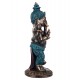 Grande Statuette Ganesh Debout, Finition Antic Line Bleu, H 31 cm